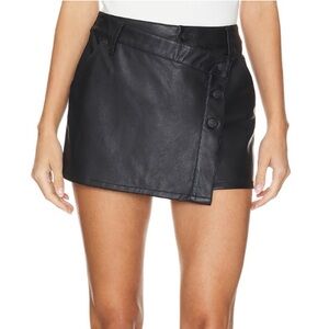 Free People We the Free Black Faux Leather Mini Skirt